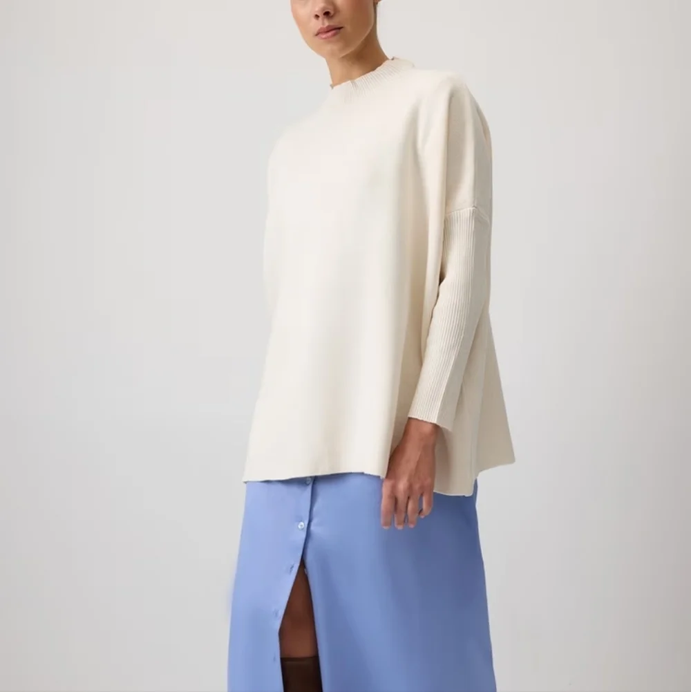 TOUCHE PRIVE Cream Oversized Drop Shoulder Knit Tunic Sweater Standard/One Size - Picture 7 of 12